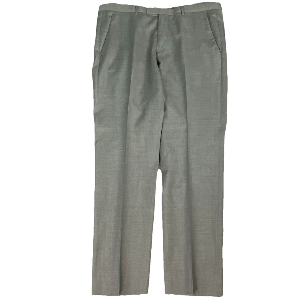 Hugo Boss Dress Pants Mens 36x32 Gray Sharp1 US Flat Front Wool Trousers Office